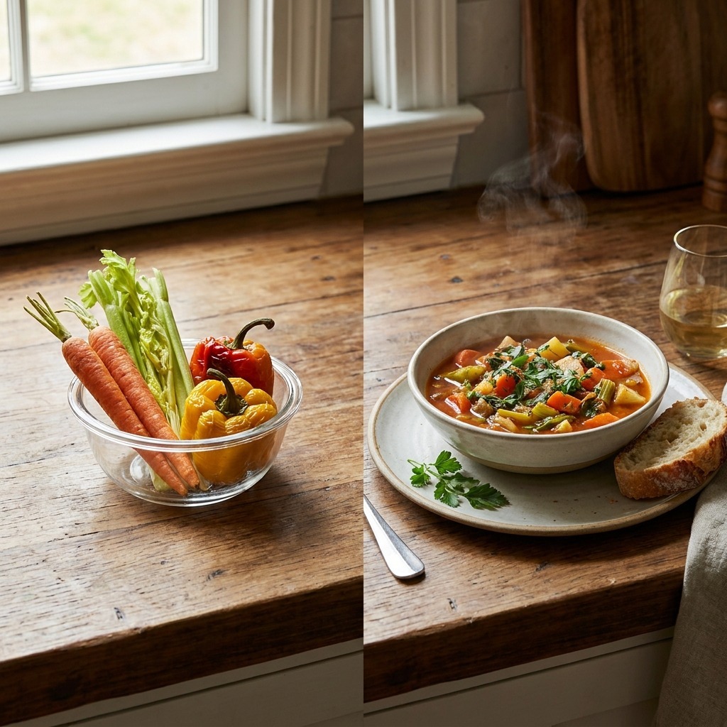 Kleurrijke ingrediënten en meal prep bakjes klaar om te koken